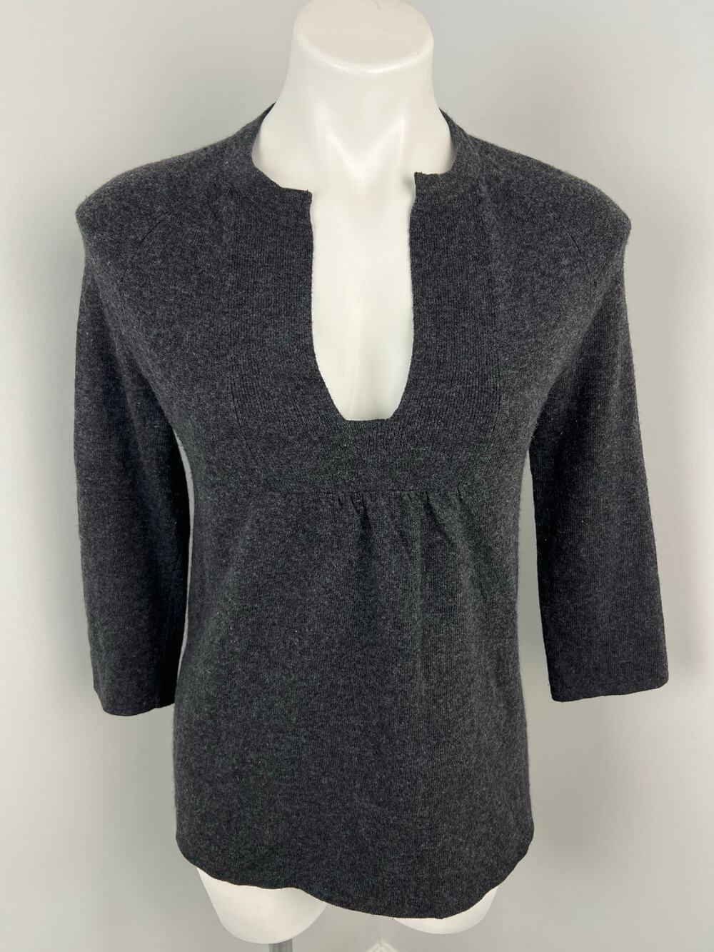 J.Crew Babydoll Gray Wool Cashmere Blend 3/4 Sweater Small